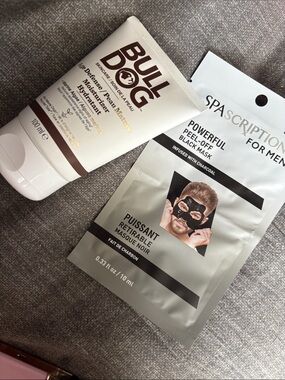 Men’s skincare moisturizer and peel off mask